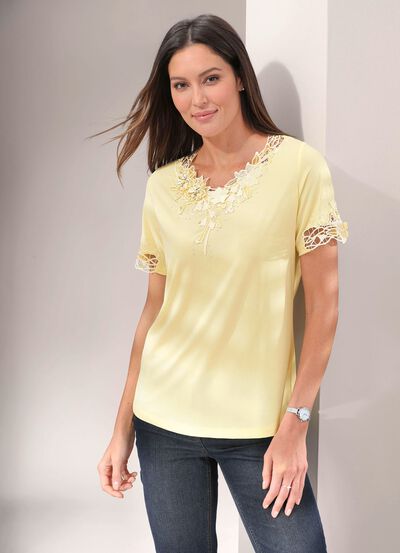 Shirt mit floraler Spitze in 5 Farben 