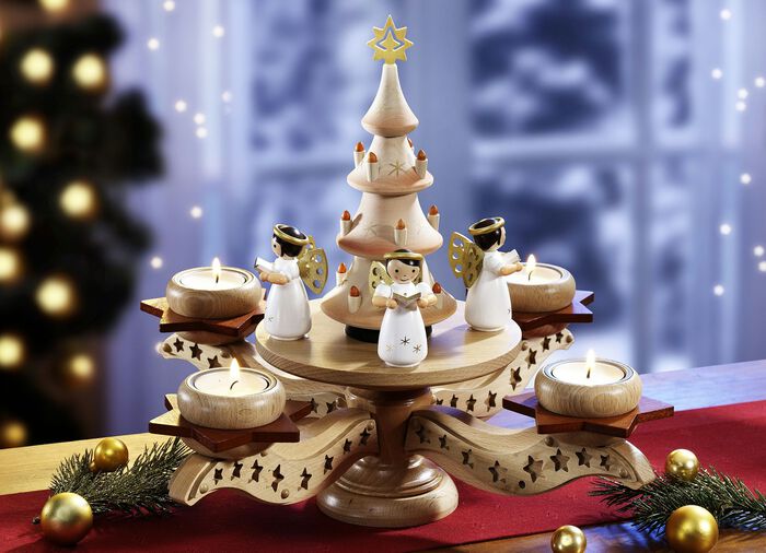 Adventsleuchter aus Holz NATUR