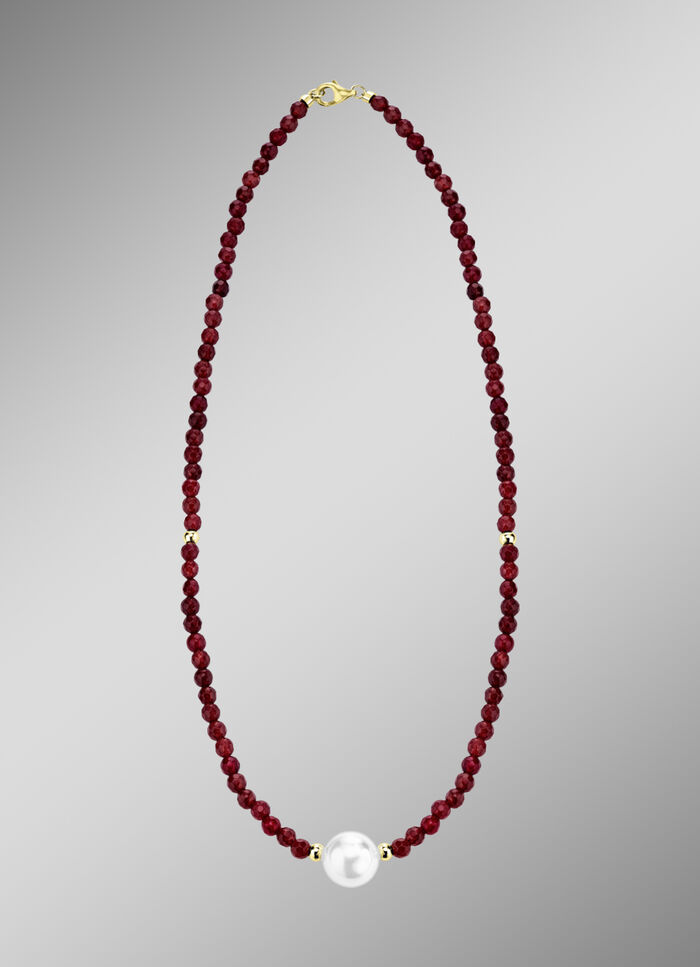 Halskette mit Perlenschimmer und Edelsteinglanz 