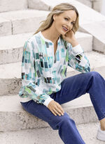 Blusenjacke mit dekorativem Rippenstrick 