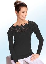 Pullover mit edlem Spitzenbesatz 