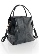 Collezione Alessandro Tasche aus teilweise reptilgepr&auml;gtem Veloursmaterial SCHWARZ