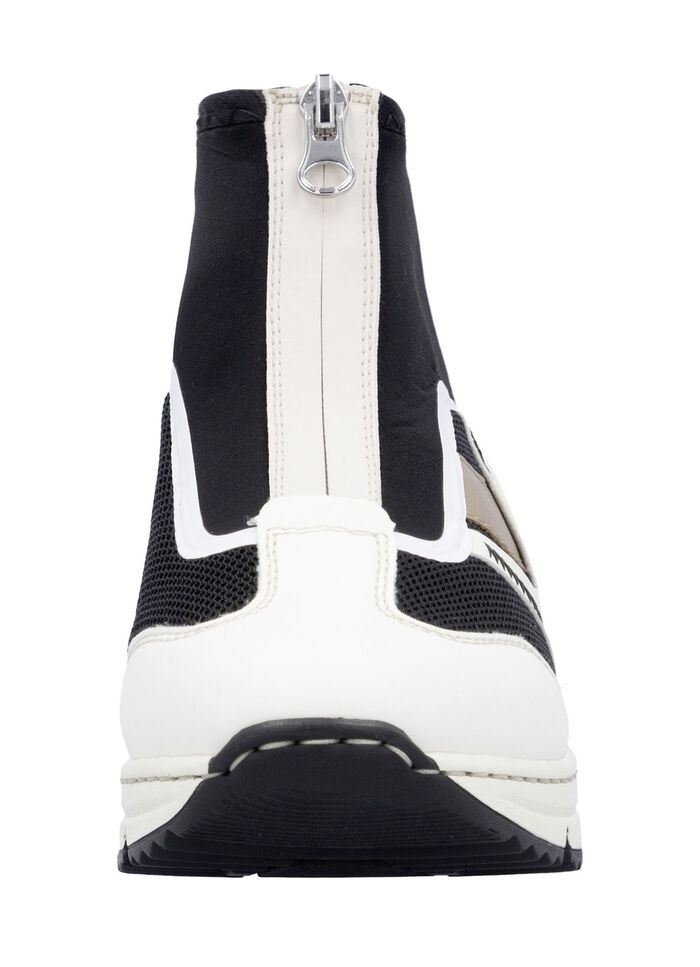 Rieker, stylische Damen-Boots, Weite G, mit herausnehmbarem Fußbett CREME-SCHWARZ-BRAUN