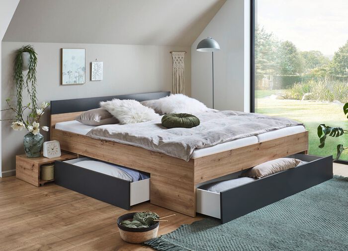 Stauraumbett mit gro&szlig;en Schubladen 