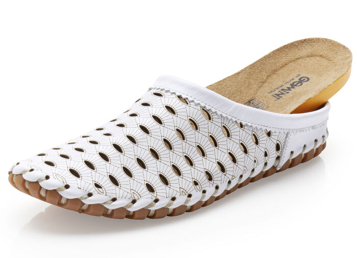 Gemini, sommerlicher Damen-Sabot, Weite G, mit herausnehmbarem Fußbett WEISS