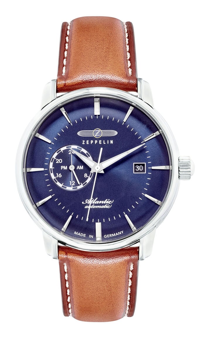 Zeppelin-Automatik-Herrenuhr mit Edelstahlgehäuse und Lederband 