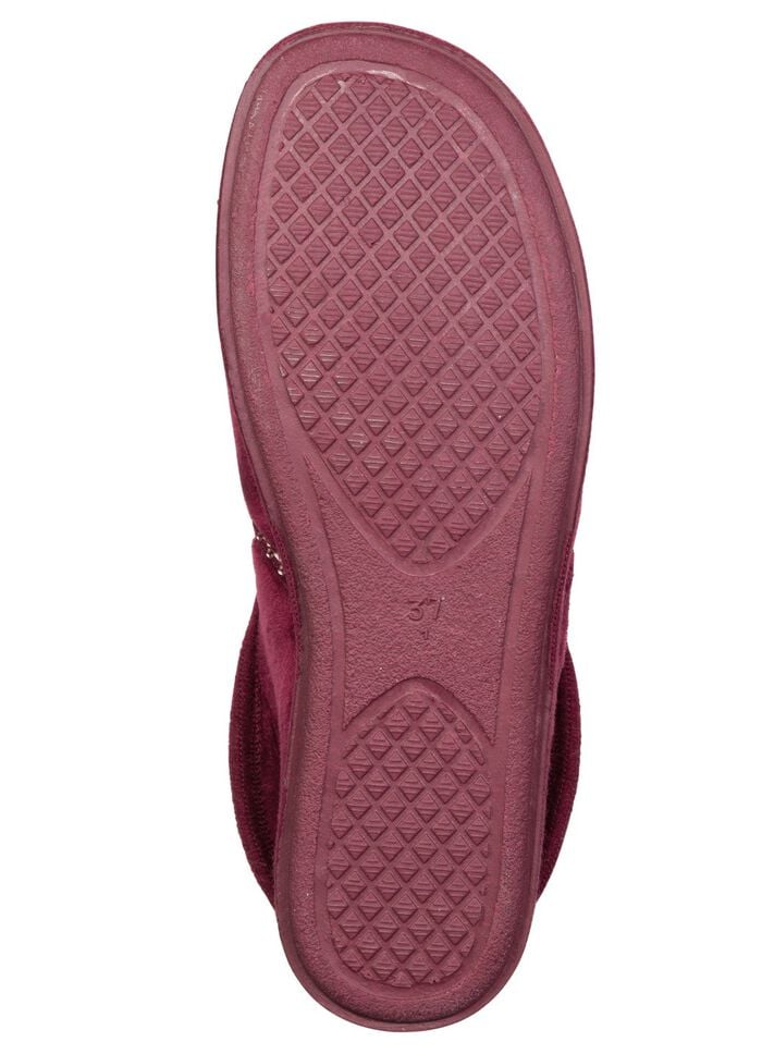 Laurina, warme Damen-Hausschuhe, mit Gummizug BORDEAUX