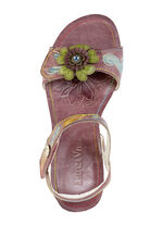 Laura Vita Sandalette mit Blütenschmuck BURGUND-BUNT