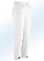 Hose in 7/8-L&auml;nge mit interessantem Fransenabschluss ECRU