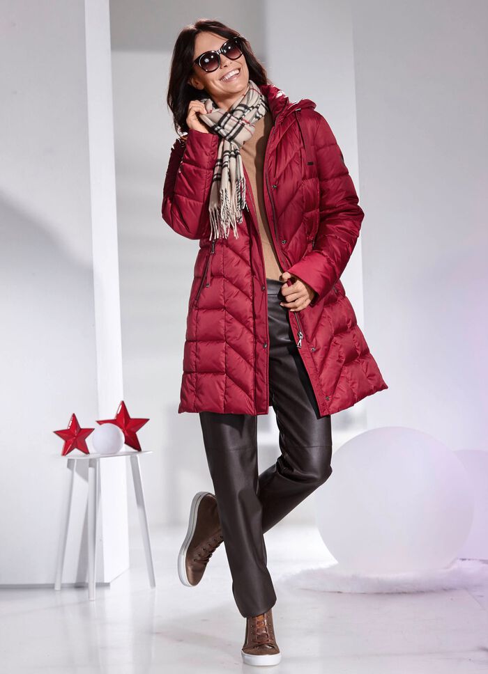 Kurzmantel mit abnehmbarer Kapuze RUBINROT