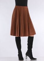 Plissee-Rock in topaktueller Wildleder-Oprik COGNAC