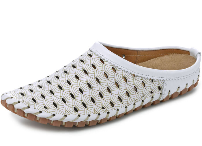 Gemini, sommerlicher Damen-Sabot, Weite G, mit herausnehmbarem Fußbett WEISS