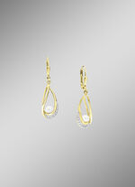 Ohrringe mit Süßwasser-Zuchtperlen und synth. Zirkonia 