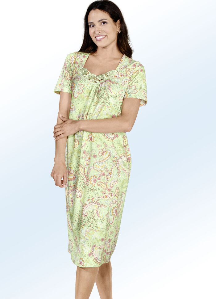 Zweierpack Nachthemden mit Stickereispitze, wadenlang 