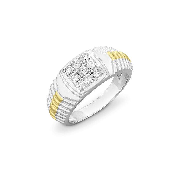 Hochwertiger Herrenring in Bicolor mit Brillanten 