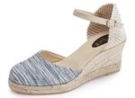 Sandalette aus Textilmaterial ECRU-BLAU