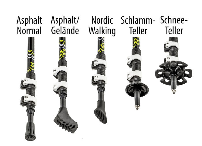 Wanderstöcke, 2er-Set, Inkl. 5 Aufsätzen 