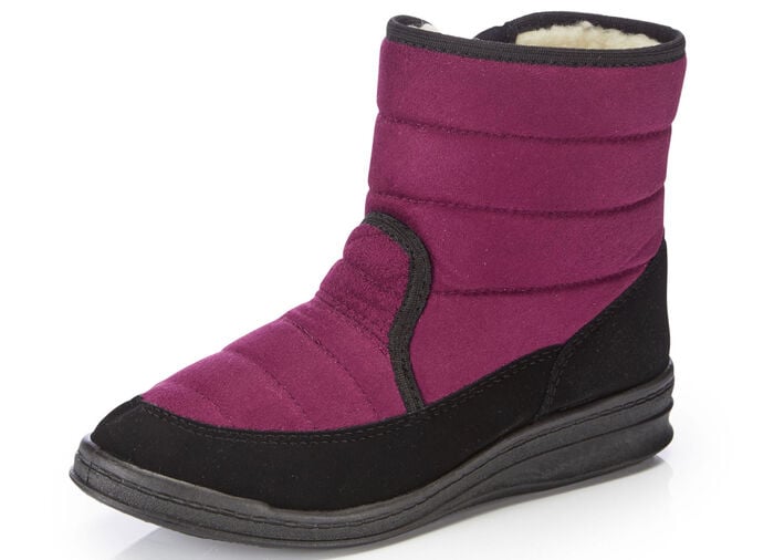 Stiefelette aus weichem, gestepptem Nubukmaterial BORDEAUX