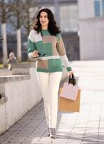 Pullover mit weichem Griff MINT-ECRU-TAUPE