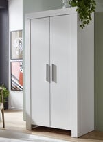 Schrank mit Griffen in Aluminium-Optik WEISS