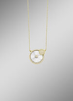 Halskette in Bicolor mit Sonnenschliff und Ankerkette 