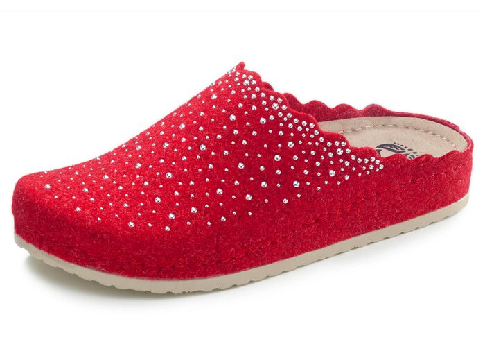 Pantoffel mit frechen Ziernieten ROT