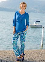 Shirt mit Glanzeinfass am V-Ausschnitt in 2 Farben ROYALBLAU