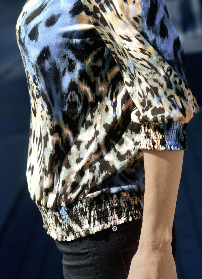 Shirt-Tunika mit gesmokten Armabschlüssen 