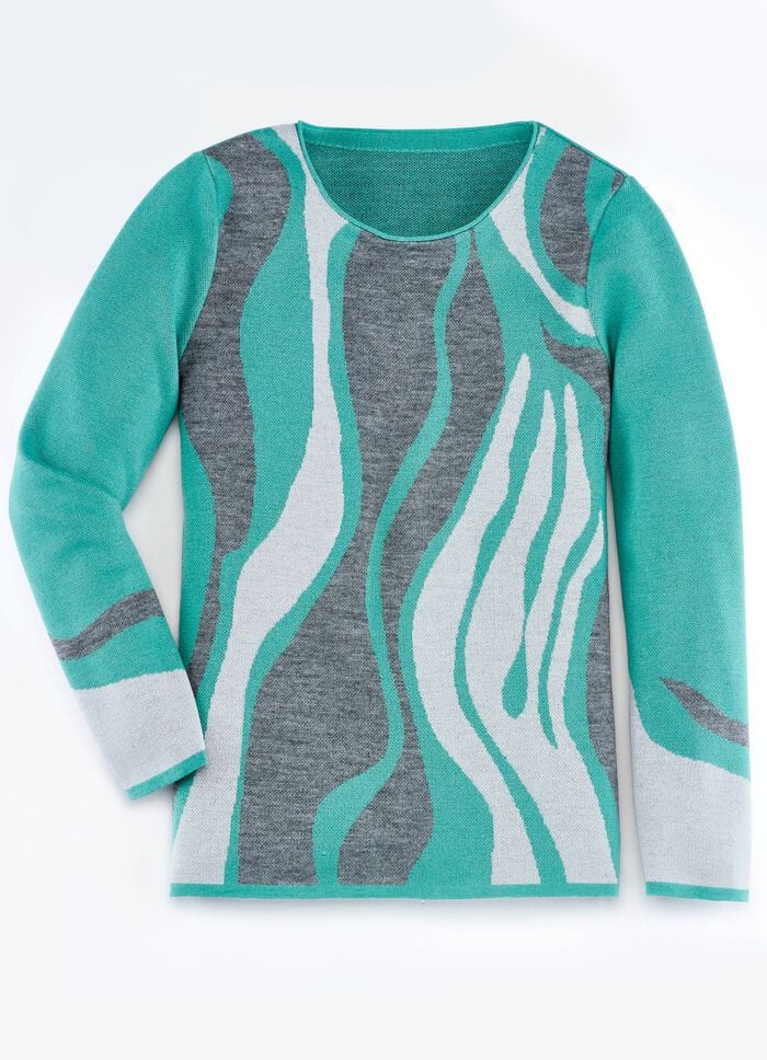 Pullover mit Melange-Effekt JADEGR&Uuml;N-GRAU-HELLGRAU