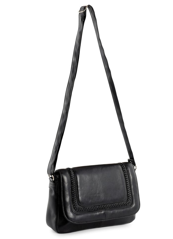 Tasche mit Flecht-Bord&uuml;re SCHWARZ