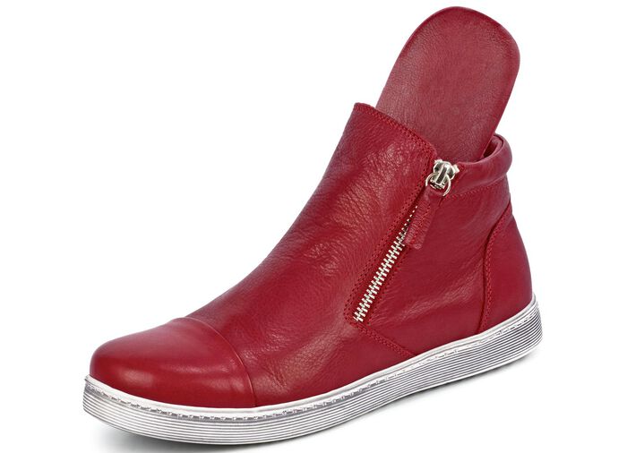 Stiefelette aus Rind-Nappaleder RUBINROT