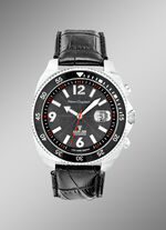 Pierre Chaubert Funk-Solar-Herrenuhr mit Edelstahlgeh&auml;use und Lederband 