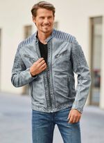 Lederkurzjacke mit Zierstepp 