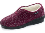 Hausschuh aus glänzend bedrucktem Veloursmaterial BORDEAUX