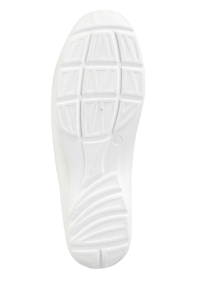 Waldl&auml;ufer, bequeme Damen-Slipper, Weite H, mit herausnehmbarem Fu&szlig;bett WEISS-BUNT