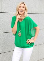 Poncho-Tunika mit eingearbeitetem Top GR&Uuml;N