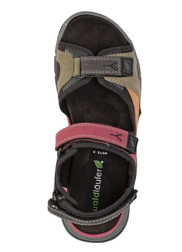 Waldl&auml;ufer, sporliche Damen-Sandalen, Weite H, mit herausnehmbarem Fu&szlig;bett SCHWARZ-BUNT