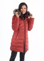 Daunen-Longjacke in 2 Farben ZIEGELROT