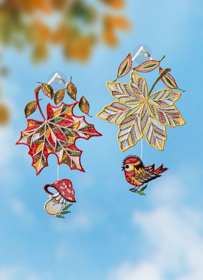 Fensterbild, 2er Set, aus echter Plauener Spitze 