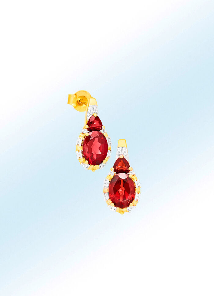 Schicke Ohrstecker mit Granat und Wei&szlig;topas 