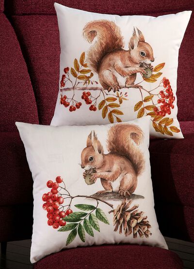 Kissenbezüge mit Eichhörnchen-Motiven 