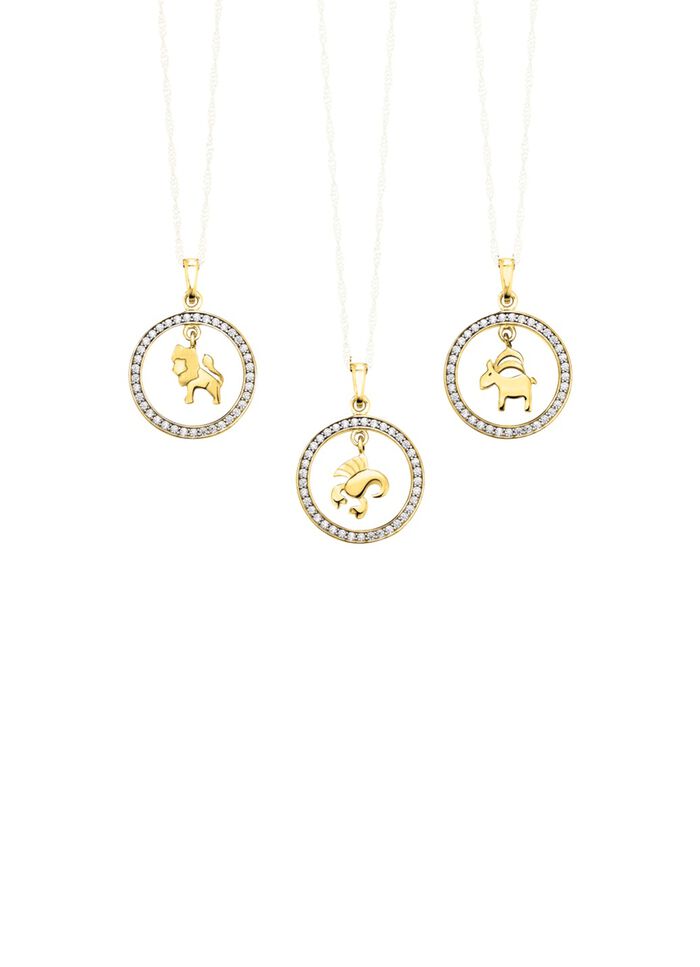 Sternzeichen-Anh&auml;nger aus Gold mit Zirkonia 