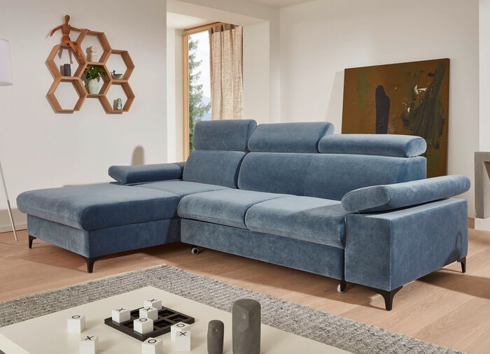 Polsterecke mit Bettfunktion, verstellbaren Kopfst&uuml;tzen und Armlehnen 