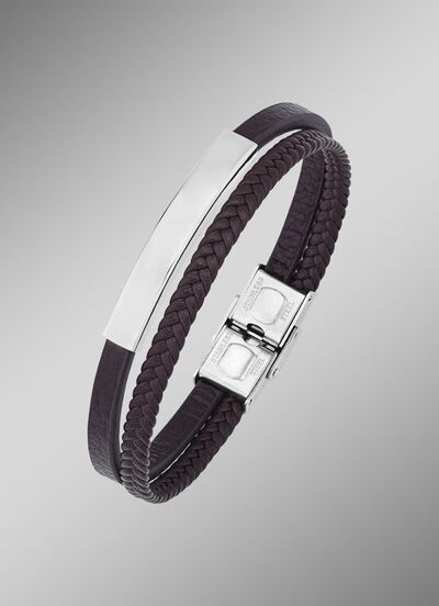 Modernes Leder-Armband mit Edelstahl 