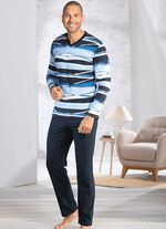 Schlafanzug mit V-Ausschnitt und offenen Abschl&uuml;ssen 