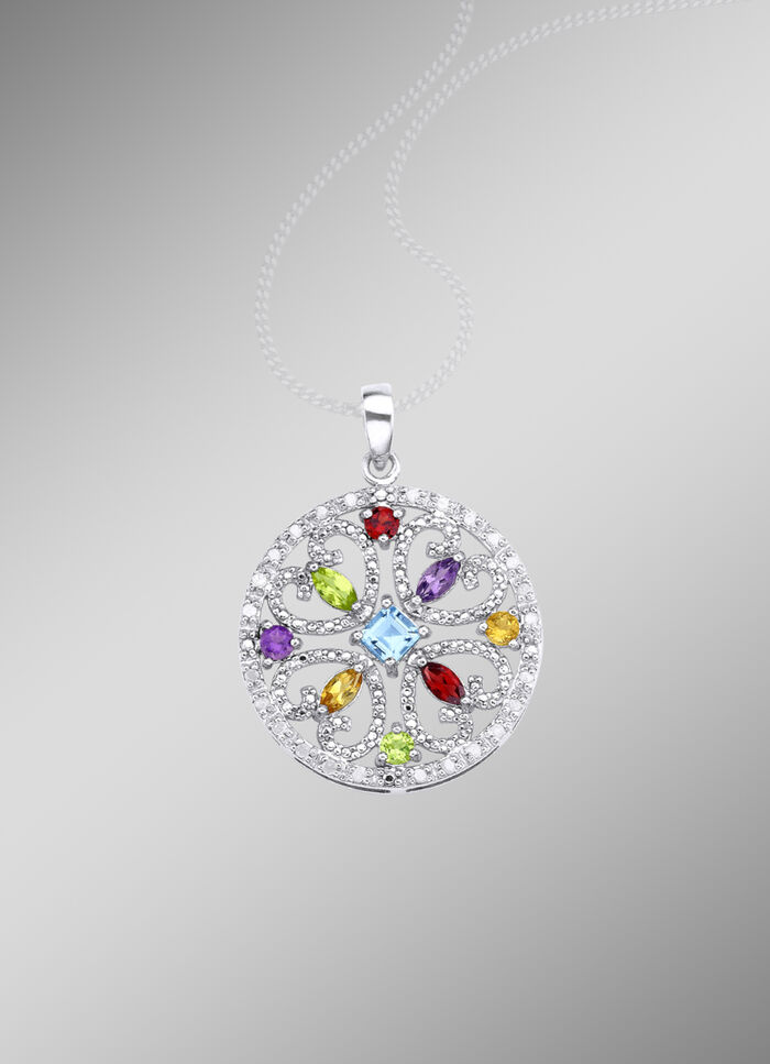 Anh&auml;nger mit Diamanten und Edelsteinen 
