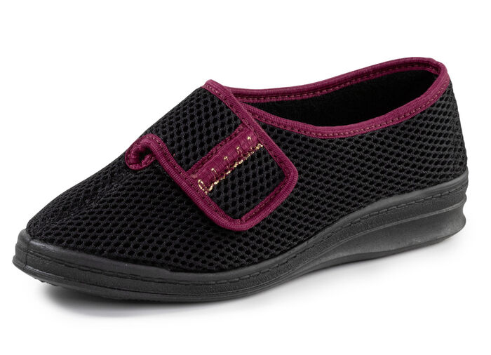 Klettschuh mit hübscher Bordüre SCHWARZ-BORDEAUX