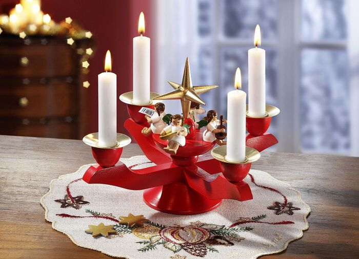 In hochwertiger Handarbeit gefertigter Adventsleuchter ROT