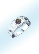 Massiver Damenring mit echt Mystic-Topas 