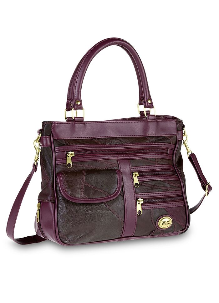 Patchwork-Tasche mit abnehmbarem Umh&auml;ngeriemen BORDEAUX